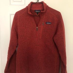 Orange Patagonia quarter-zip